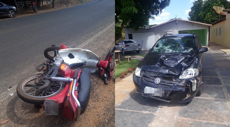 Acidente entre carro e moto deixa homem morto.