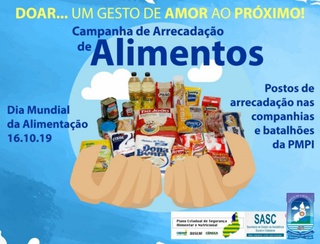 Arrecadação de alimentos faz alusão ao Dia Mundial da Alimentação.