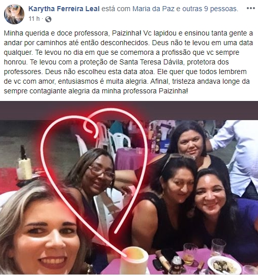 Homenagem professora Paizinha