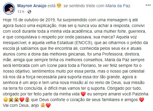 Homenagem professora Paizinha