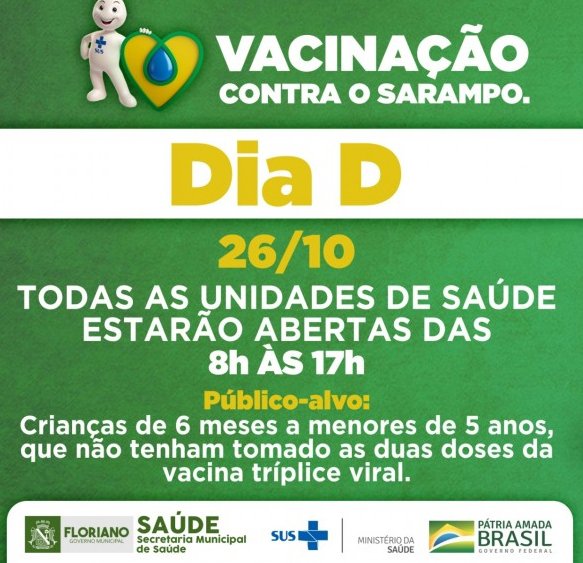 Vacina contra sarampo estará disponível em todas as UBS de Floriano.