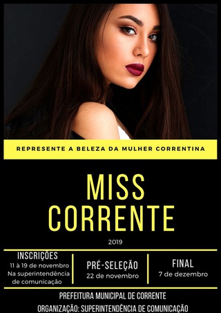 Miss Corrente 2019 está com inscrições abertas.