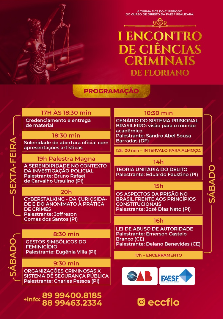 Programação I Encontro de Ciências Criminais.