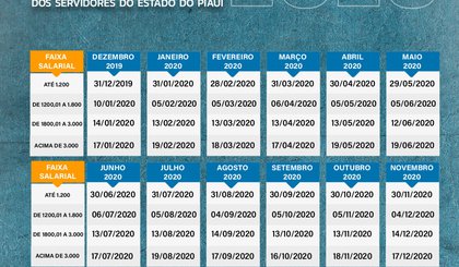 Calendário de pagamento dos servidores estaduais. (Foto: Divulgação) Calendário de pagamento dos servidores estaduais. (Foto: Divulgação)