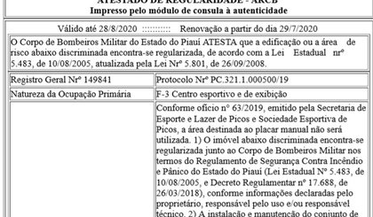 Laudo dado pelo Corpo de Bombeiros (Foto: Reprodução)