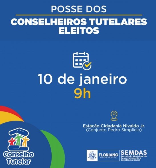 Cerimônia de posse dos novos conselheiros tutelares será nesta sexta-feira.