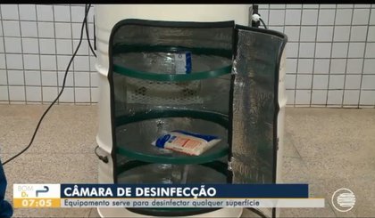 Câmara de desinfecção é criada por pesquisadores do IFPI. (Foto: Reprodução/TV Clube)