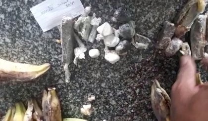 Droga é encontrada dentro de cachos de banana. (Foto: Reprodução)