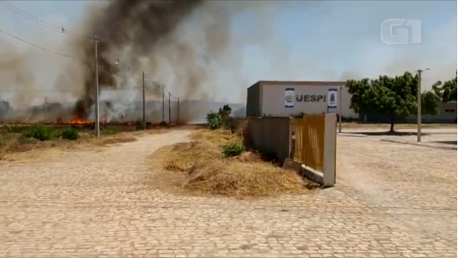 Incêndio quase atinge prédio da Uespi, em Picos.