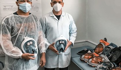 Projeto Motirõ faz doação de 10 máscaras de mergulho adaptadas. (Foto: Divulgação)