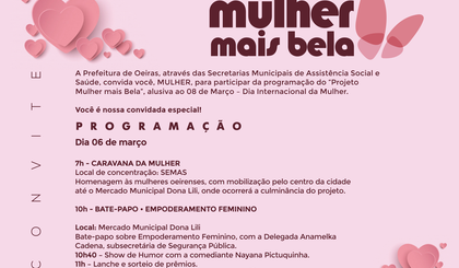 Programação Dia Internacional da Mulher. (Foto: Prefeitura de Oeiras/Divulgação)