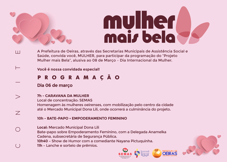 Programação Dia Internacional da Mulher.