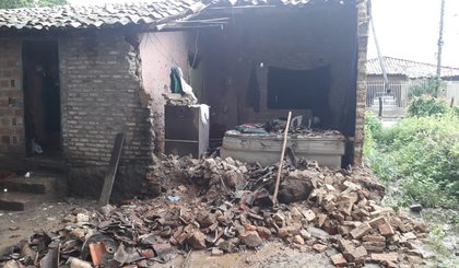 Duas casas desabaram em Floriano durante forte chuva. (Foto: Defesa Civil/Divulgação)