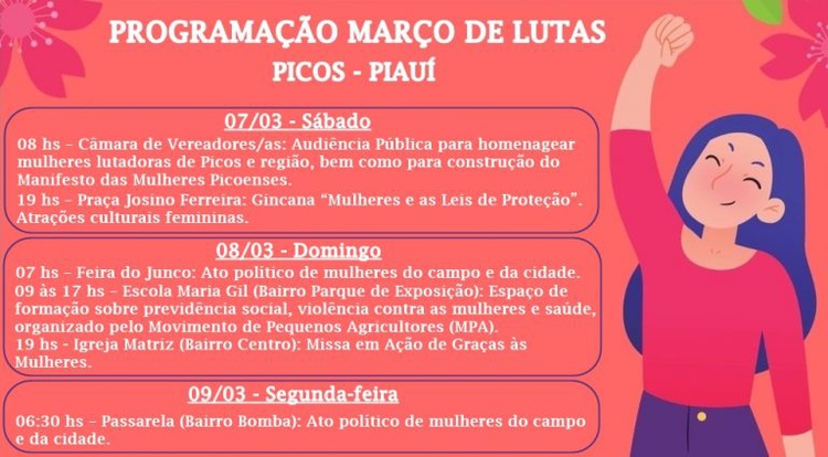 Programação em alusão ao Dia da Mulher.