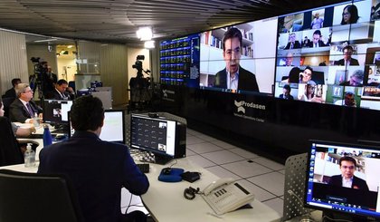 Senadores fazem sessão virtual para votar auxílio emergencial de R$ 600. (Foto: Waldemir Barreto/Agência Senado)