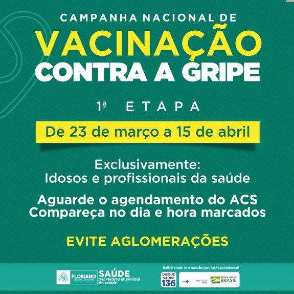 Vacinação contra a gripe começa nesta segunda-feira.