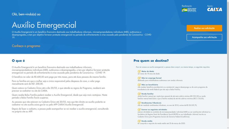 Auxílio emergencial.
