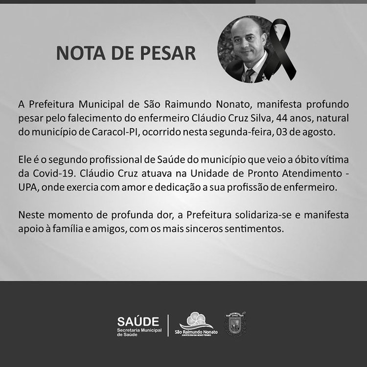 Prefeitura emitiu uma nota de pesar lamentando a morte do profissional.