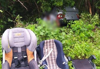 "Cadeirinha" salva vida de três crianças durante acidente na BR 343. (Foto: PRF)