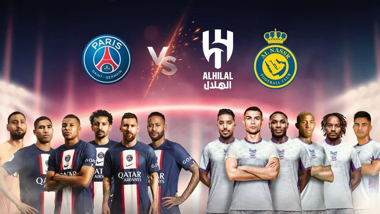 PSG x Combinado de Al Hilal e Al Nassr.