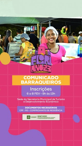 Prefeitura de Floriano abre inscrições para barraqueiros no Carnaval 2023.