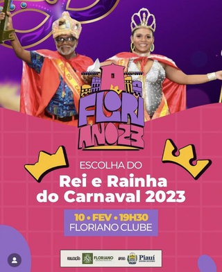 Prefeitura organiza festa para a escolha do Rei Momo e Rainha do Carnaval de Floriano.