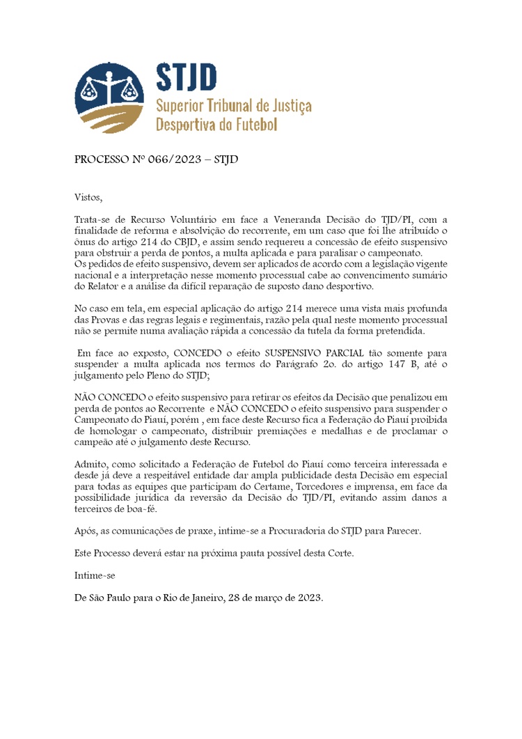 Corisabbá: STJD concede suspensão de multa e proíbe FFP de declarar campeão.