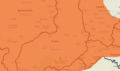 Inmet emite novo alerta de chuvas intensas para todos os municípios do Piauí. (Foto: INMET)
