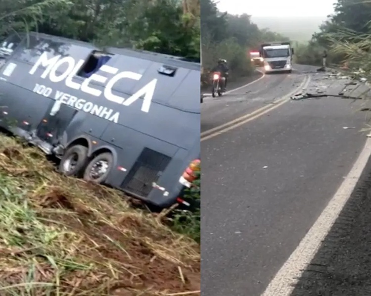 Acidente entre ambulância e ônibus da banda Moleca 100 Vergonha deixa um morto na BR-316, no Piauí.