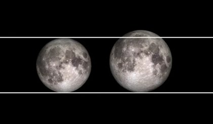 Comparação da Nasa mostra diferença entre uma lua 'normal' e 'superlua', à direita. (Foto: Reprodução/Nasa)