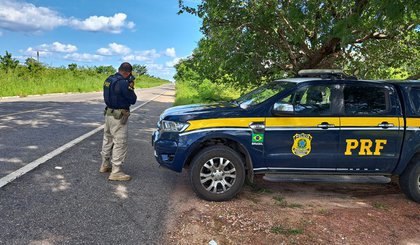 Fiscalização de velocidade ocorrida em Piripiri durante a Operação Tiradentes 2023. (Foto: PRF)