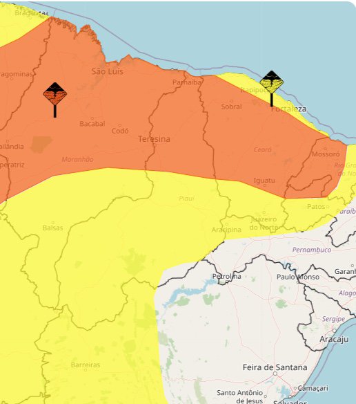 Inmet mantém alerta de chuvas intensas para quase todos os municípios do Piauí.
