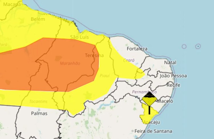 Meteorologia indica risco de temporal para todo o Piauí ao longo do dia, nesta quarta-feira (17).