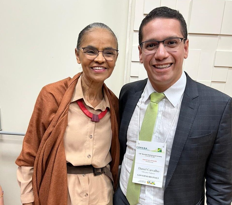 Secretário da Semarh, Daniel Oliveira, e Marina Silva, ministra do Meio Ambiente e Mudança do Clima.