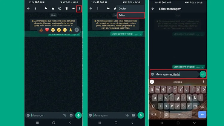 Como usar recurso de editar mensagem em aparelhos Android.
