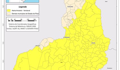 Semarh publica alertas amarelo de vendavais no Piauí válidos de 20 a 21 de julho. (Foto: Reprodução)