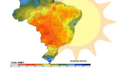 Onda de calor e baixa umidade marcam semana na maior parte do país. (Foto: Reprodução/Inmet)