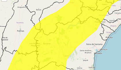 Alerta de perigo potencial de vendaval. (Foto: Reprodução/Inmet)