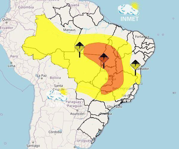Alertas emitidos pelo INMET