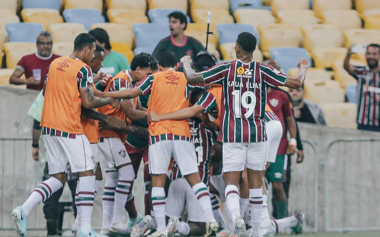 Comemoração dos jogadores do Fluminense