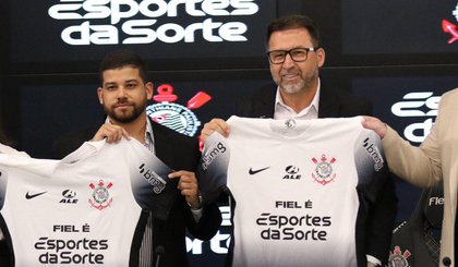 Corinthians anunciou patrocínio da Esportes da Sorte (Foto: José Manoel Igalgo / Agência Corinthians) Corinthians anunciou patrocínio da Esportes da Sorte (Foto: José Manoel Igalgo / Agência Corinthians)