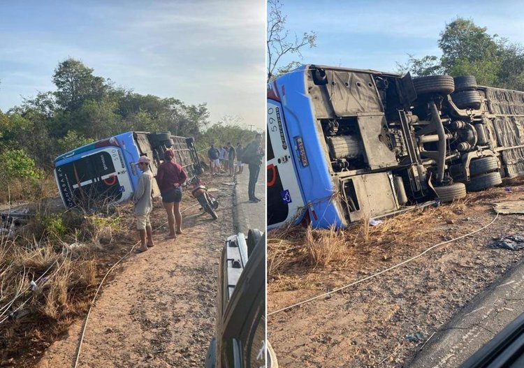 Duas pessoas morrem e outras ficam feridas em acidente com onibus em Santa Quiteria (MA)