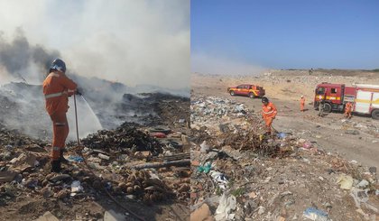 Incêndio atinge pilhas de lixo em aterro sanitário de Parnaíba (Foto: Corpo de Bombeiros Militares do Piauí)