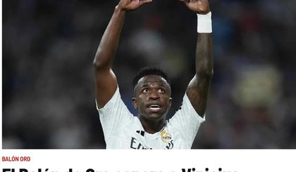 Jornal "Marca" coloca Vinicius Junior como favorito à Bola de Ouro (Foto: Reprodução) Jornal "Marca" coloca Vinicius Junior como favorito à Bola de Ouro (Foto: Reprodução)