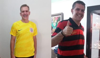 Matheus, corintiano, e o irmão gêmeo Marcus, flamenguista (Foto: Arquivo Pessoal)