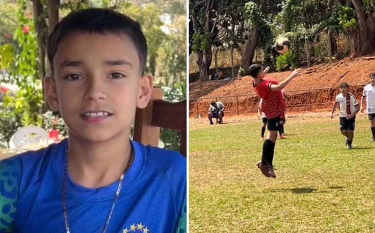 Matheus Henrique Souza Silva pisou de mal jeito na bola e caiu enquanto jogava futebol.