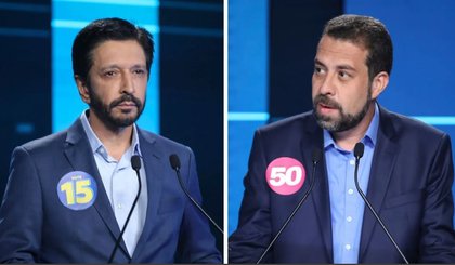 Os candidatos Ricardo Nunes (à esquerda) e Guilherme Boulos no debate da TV Record (Foto: CNN Brasil) Os candidatos Ricardo Nunes (à esquerda) e Guilherme Boulos no debate da TV Record (Foto: CNN Brasil)