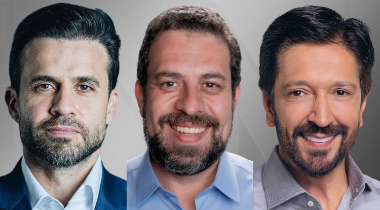 Pablo Marçal (PRTB), Guilherme Boulos (PSOL) e Ricardo Nunes (MDB)