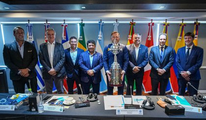 Reunião com os semifinalistas da Libertadores na Conmebol (Foto: Divulgação / Conmebol) Reunião com os semifinalistas da Libertadores na Conmebol (Foto: Divulgação / Conmebol)