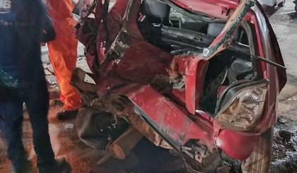 Acidente envolveu pelo menos 10 veículos na BR-135, em São Luís (MA). (Foto: Divulgação/PRF) Acidente envolveu pelo menos 10 veículos na BR-135, em São Luís (MA). (Foto: Divulgação/PRF)